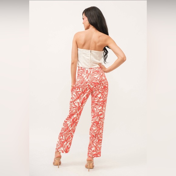 NWT Boutique Gianna Leaf-Printed Slim Tailored Pants|Elegant Office & Event Wear - Picture 4 of 5